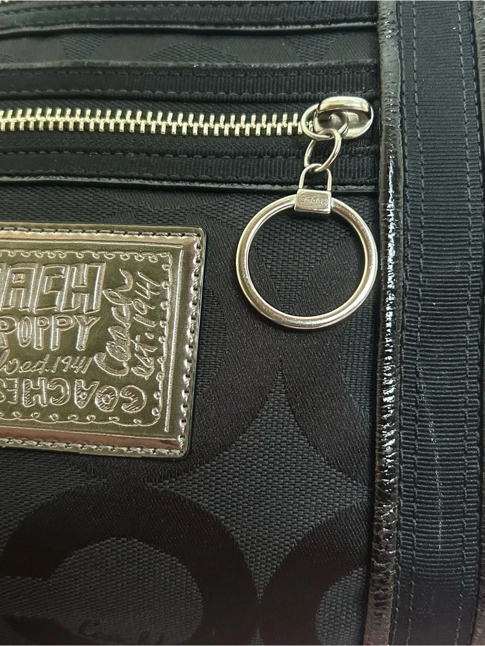Vintage Y2K Coach Poppy Black Signature Glam Tote Bag - Picture 7 of 10